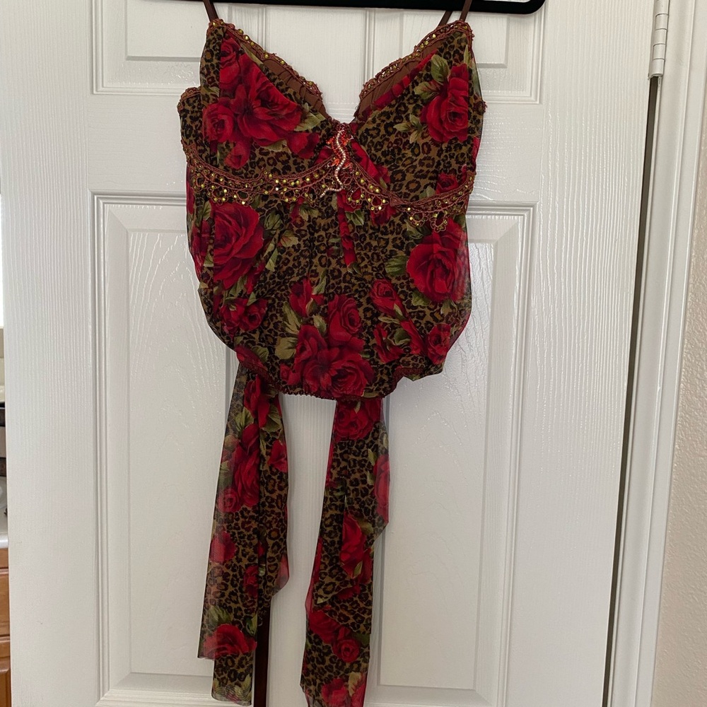 Elegant Red Floral Women's Top